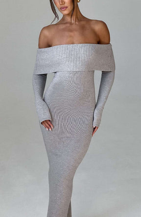 Beverley Knit Maxi Dress - Light Grey Marl T.T