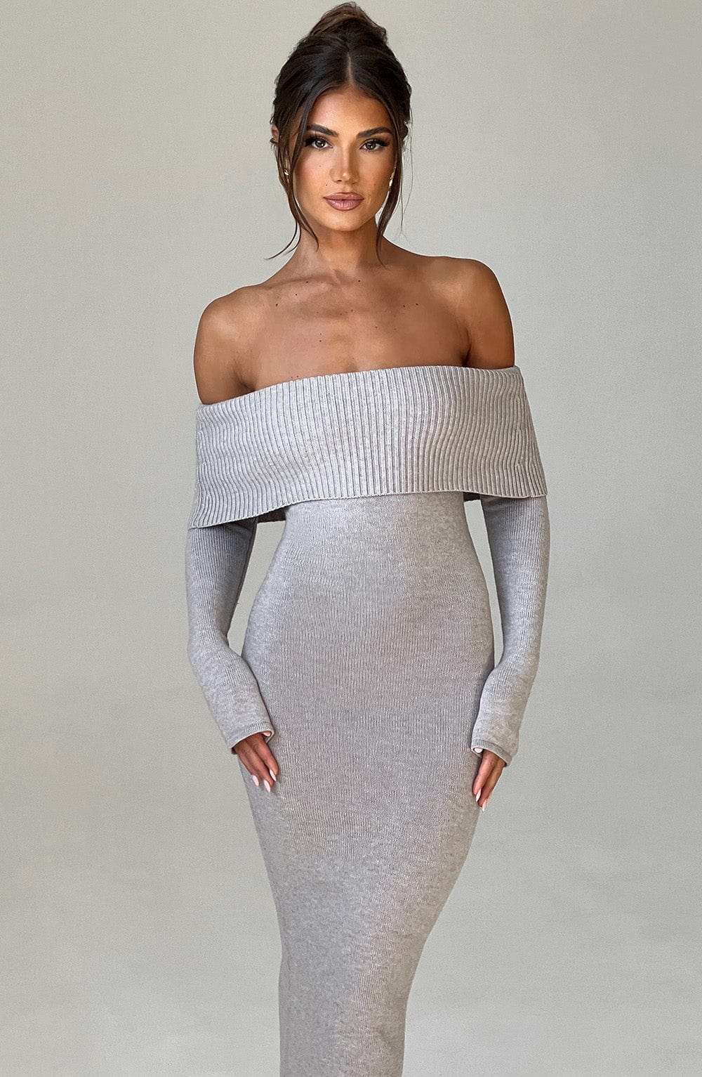 Beverley Knit Maxi Dress - Light Grey Marl T.T