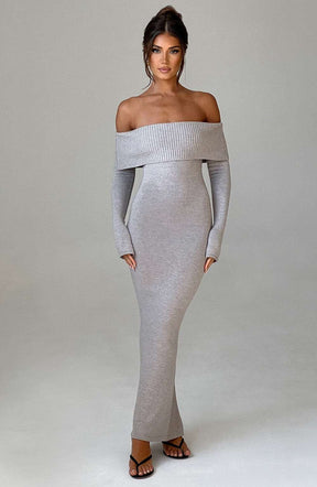 Beverley Knit Maxi Dress - Light Grey Marl T.T