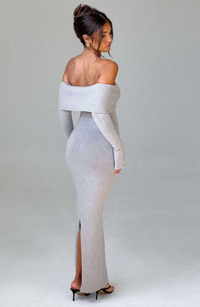 Beverley Knit Maxi Dress - Light Grey Marl T.T