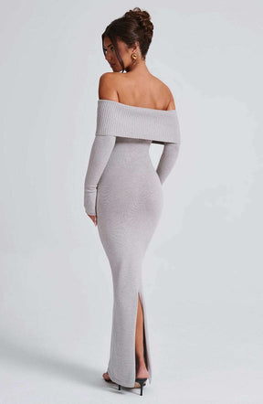 Beverley Knit Maxi Dress - Light Grey Marl T.T