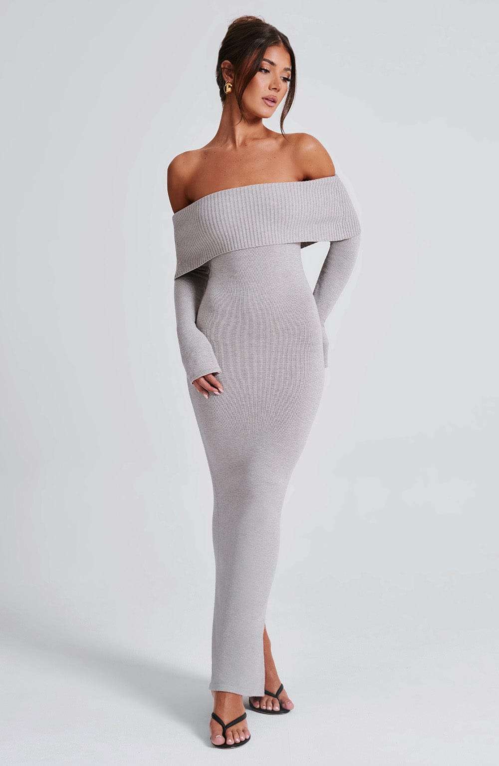 Beverley Knit Maxi Dress - Light Grey Marl T.T