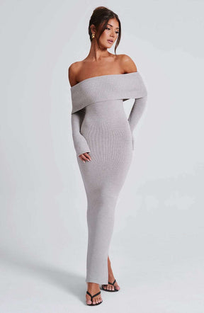 Beverley Knit Maxi Dress - Light Grey Marl T.T