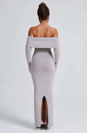 Beverley Knit Maxi Dress - Light Grey Marl T.T