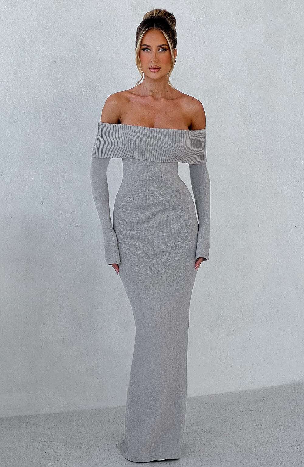 Beverley Knit Maxi Dress - Light Grey Marl T.T