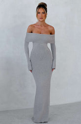 Beverley Knit Maxi Dress - Light Grey Marl T.T