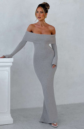 Beverley Knit Maxi Dress - Light Grey Marl T.T