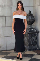 Bex Midi Dress - Black/White M.T