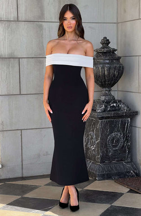 Bex Midi Dress - Black/White M.T