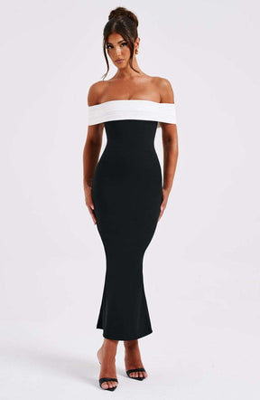 Bex Midi Dress - Black/White M.T