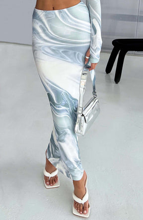 Blair Maxi Skirt - Grey Haze Print M.T