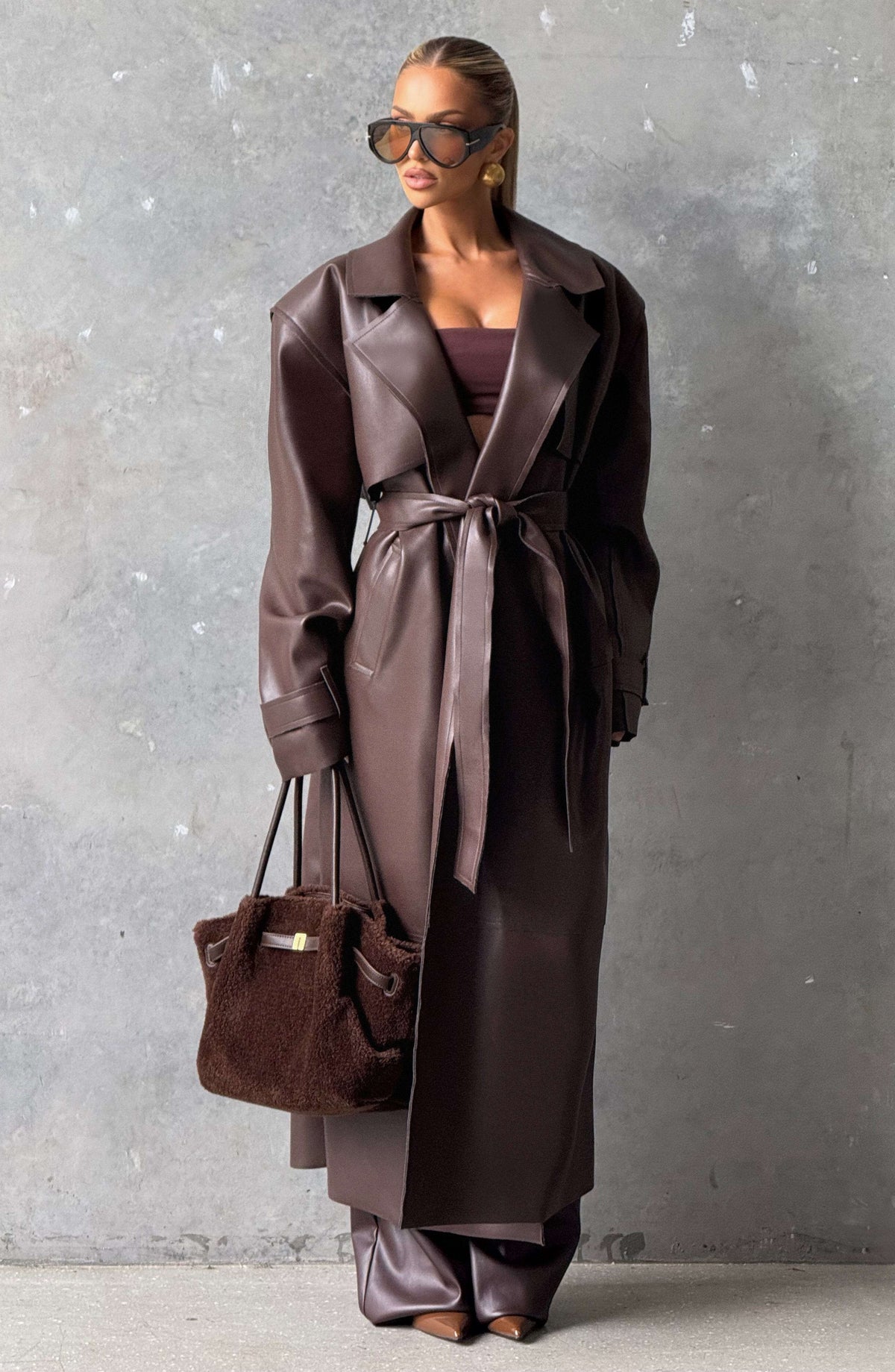 Bridget Trench Coat - Plum Brown S.M