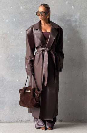 Bridget Trench Coat - Plum Brown S.M