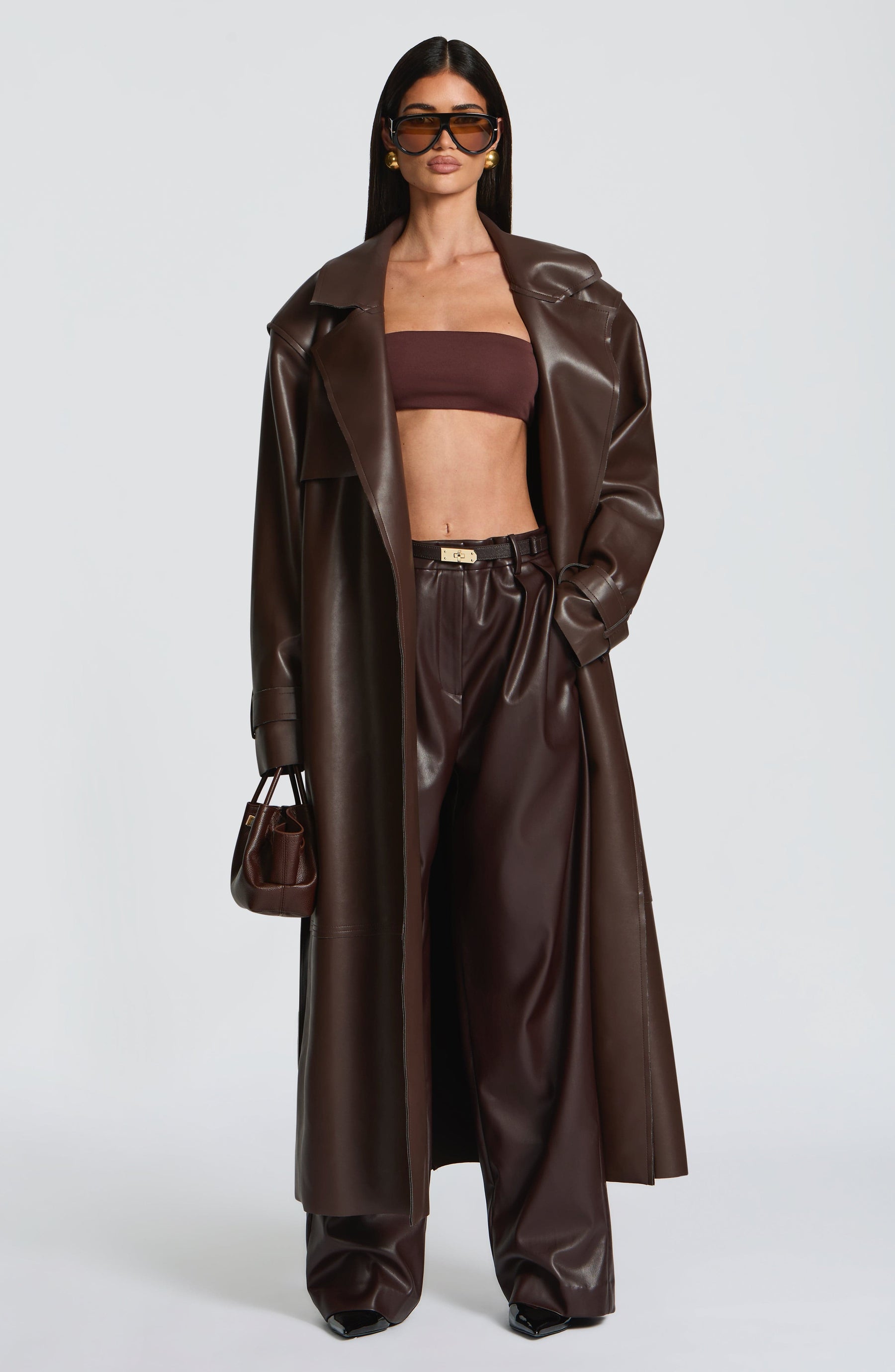 Bridget Trench Coat - Plum Brown S.M
