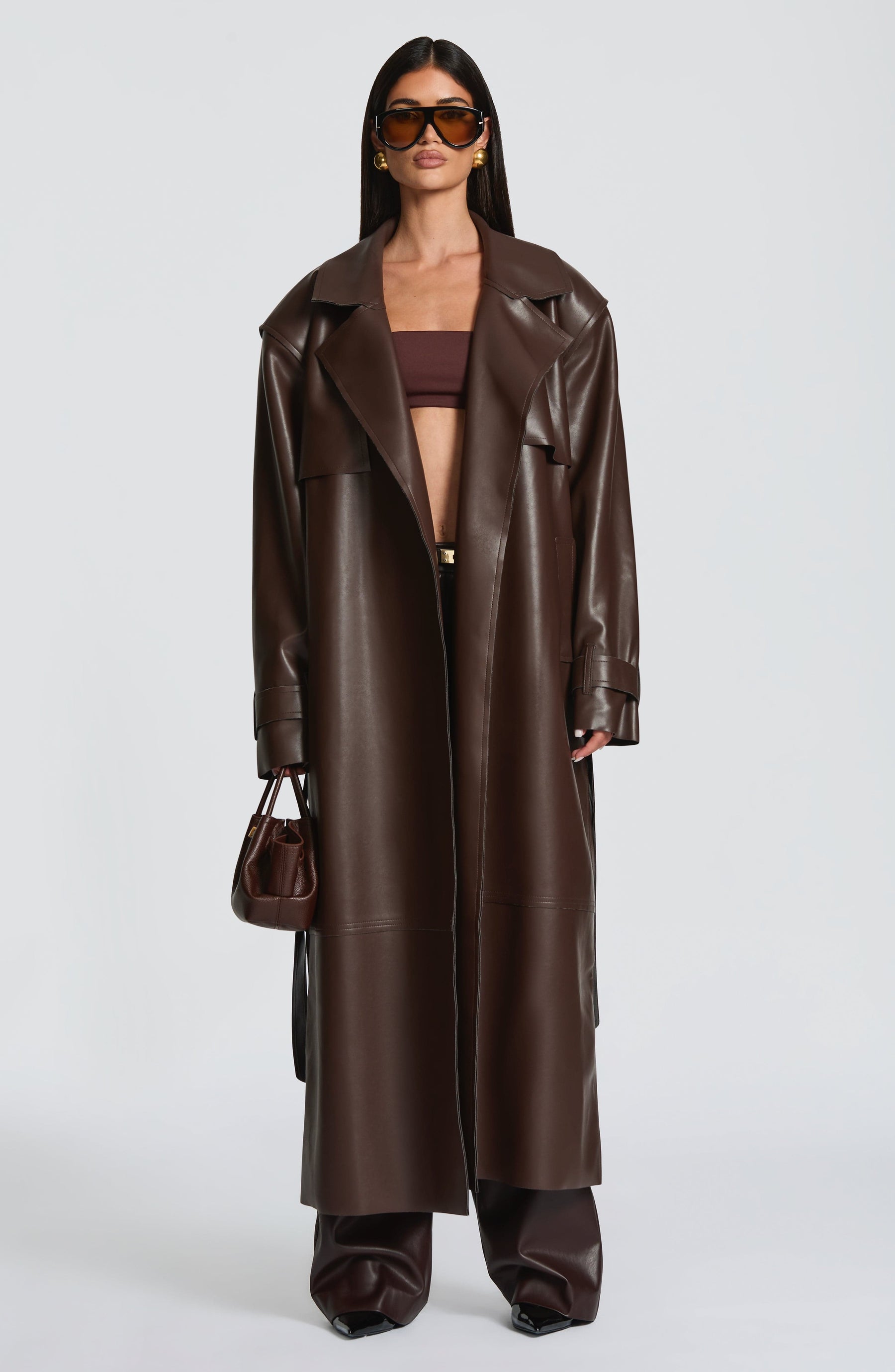 Bridget Trench Coat - Plum Brown S.M