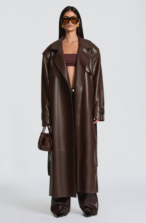 Bridget Trench Coat - Plum Brown S.M