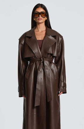 Bridget Trench Coat - Plum Brown S.M