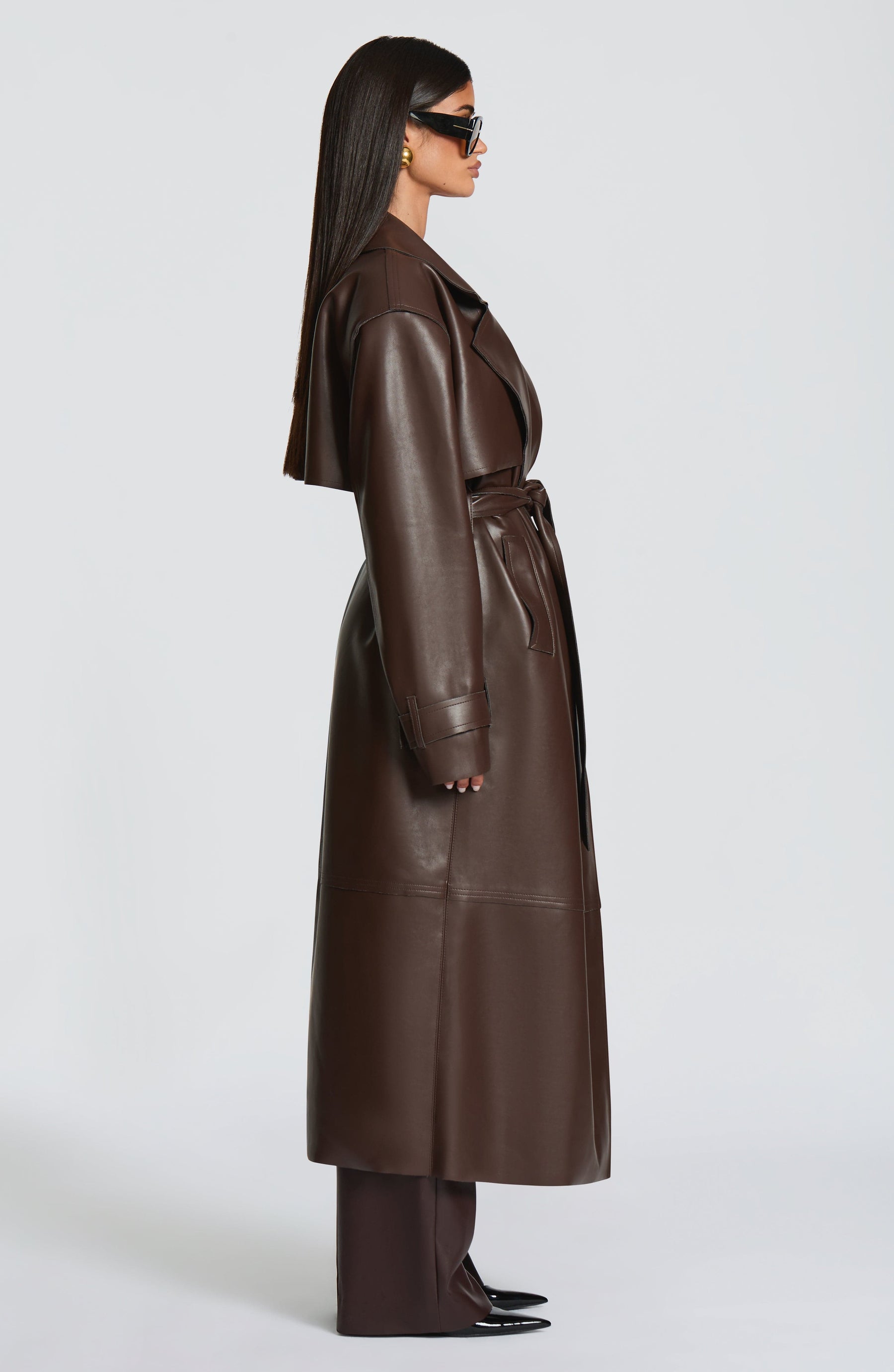 Bridget Trench Coat - Plum Brown S.M