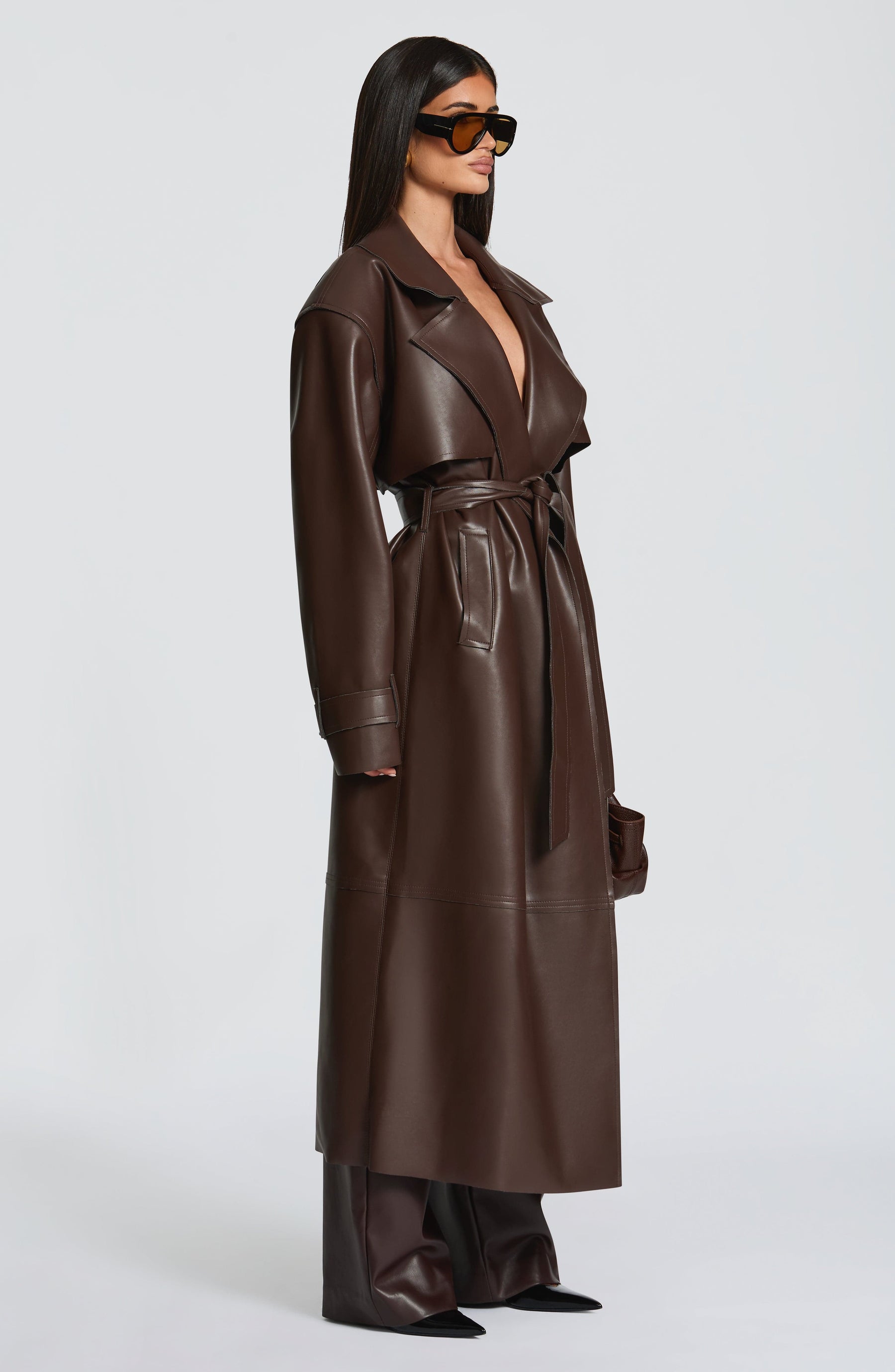 Bridget Trench Coat - Plum Brown S.M