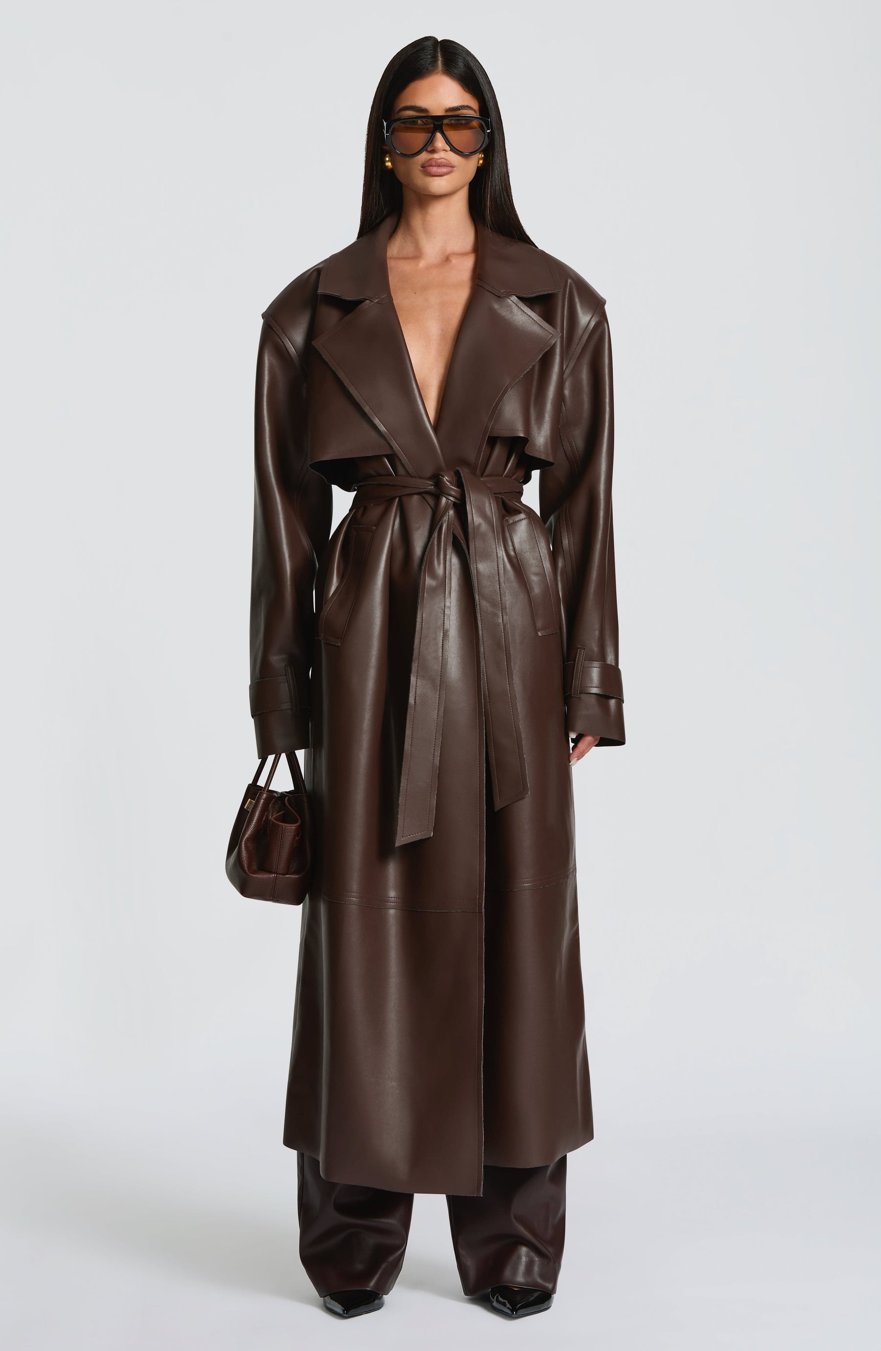 Bridget Trench Coat - Plum Brown S.M