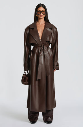 Bridget Trench Coat - Plum Brown S.M