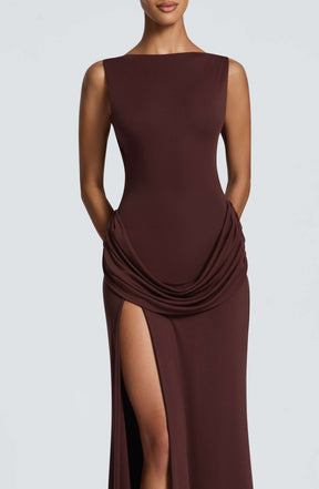 Bruna Maxi Dress - Plum Brown L.F