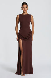 Bruna Maxi Dress - Plum Brown L.F