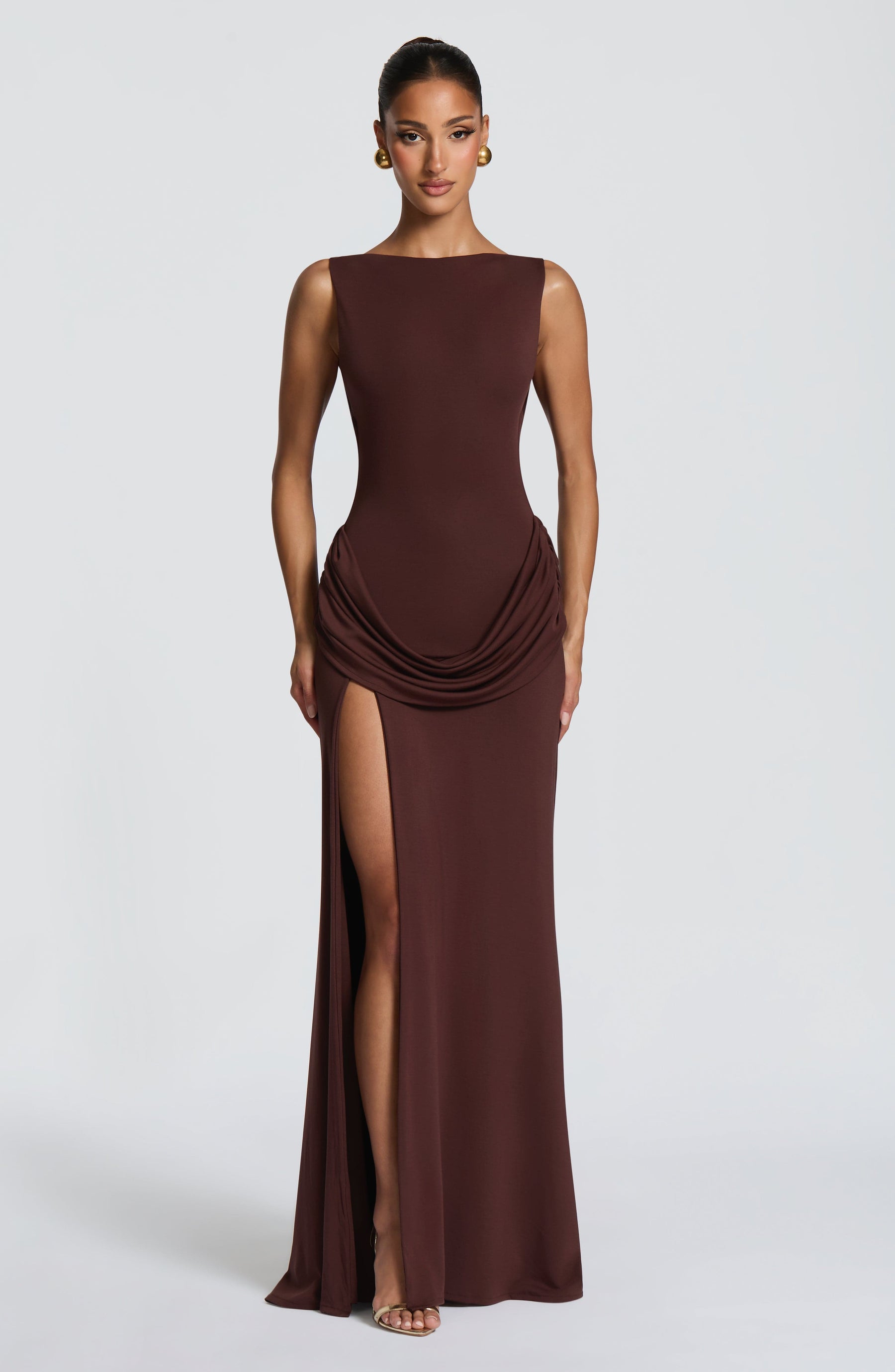 Bruna Maxi Dress - Plum Brown L.F