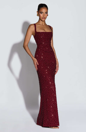 Calanthe Maxi Dress - Burgundy Sparkle R.F