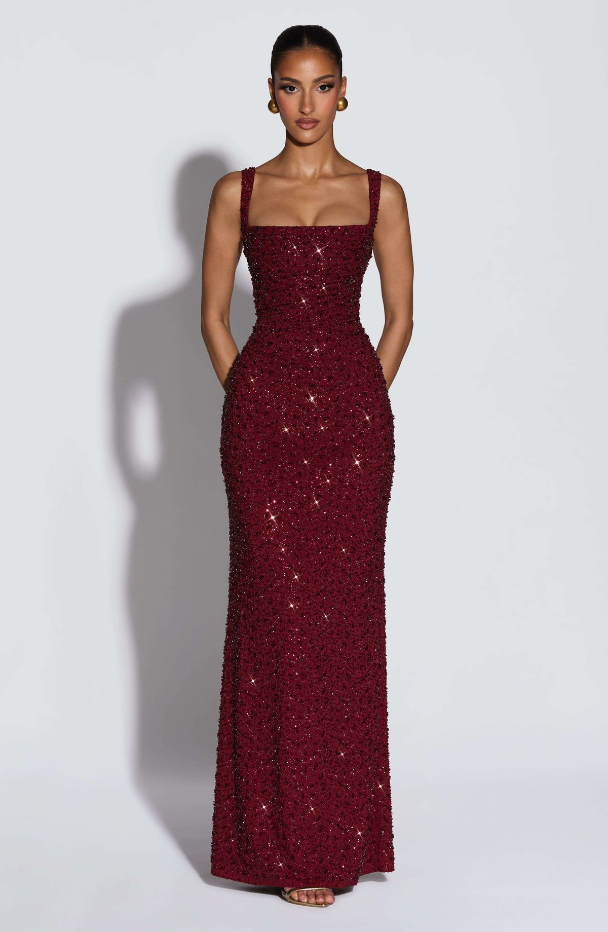 Calanthe Maxi Dress - Burgundy Sparkle R.F
