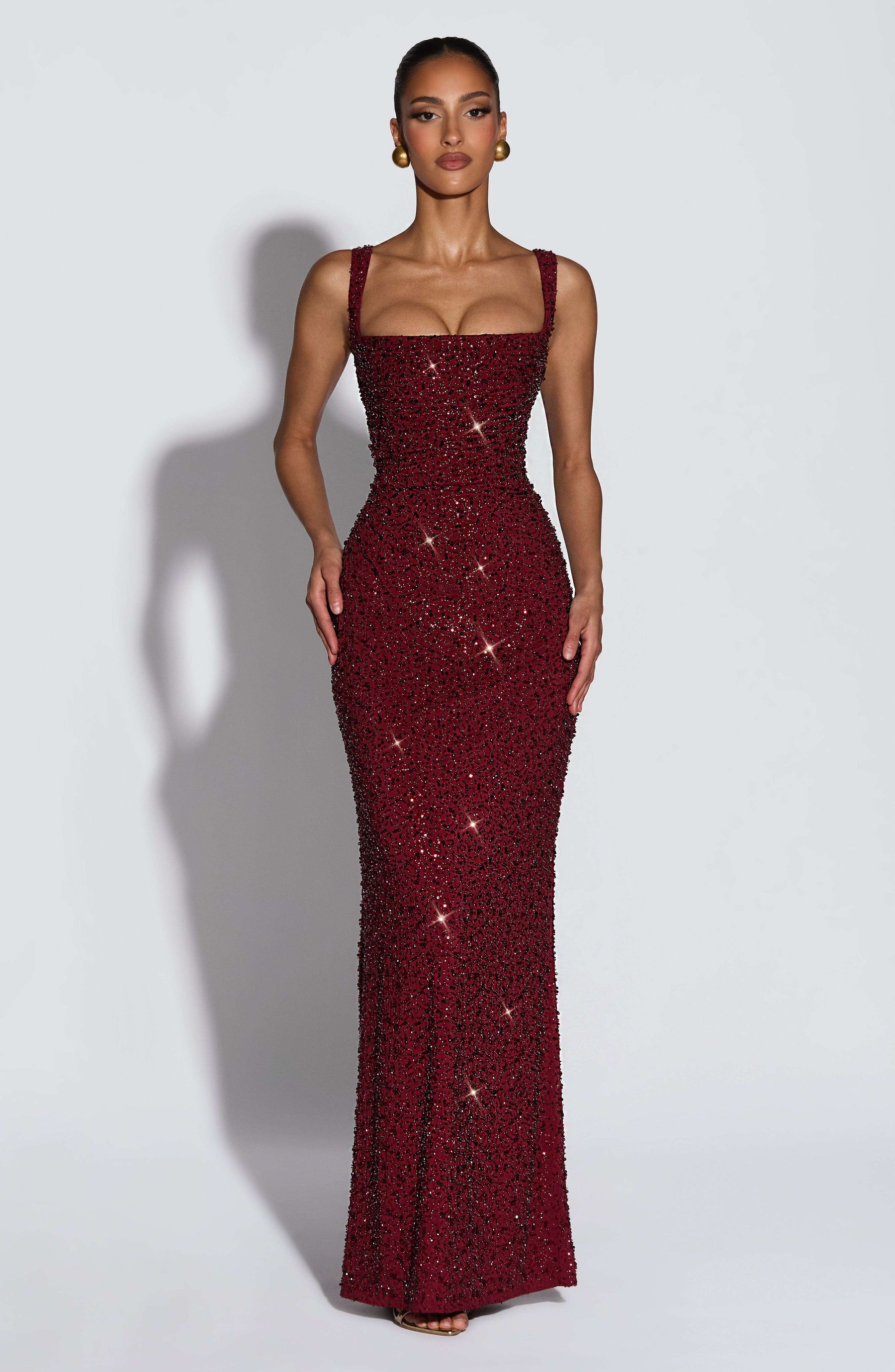 Calanthe Maxi Dress - Burgundy Sparkle R.F
