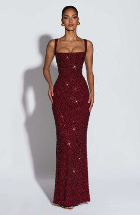 Calanthe Maxi Dress - Burgundy Sparkle R.F