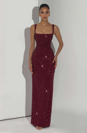 Calanthe Maxi Dress - Burgundy Sparkle R.F