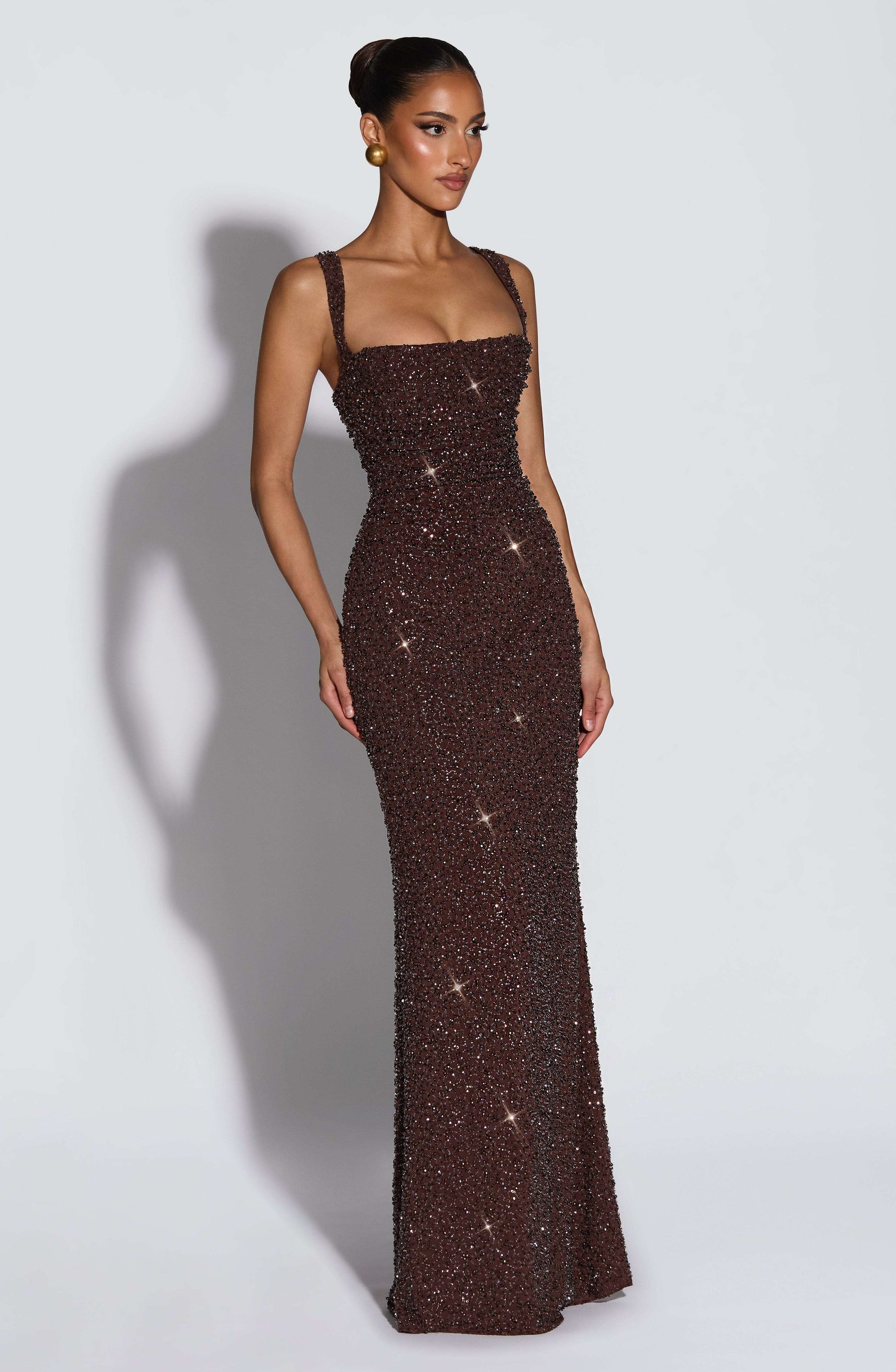 Calanthe Maxi Dress - Plum Brown Sparkle R.F