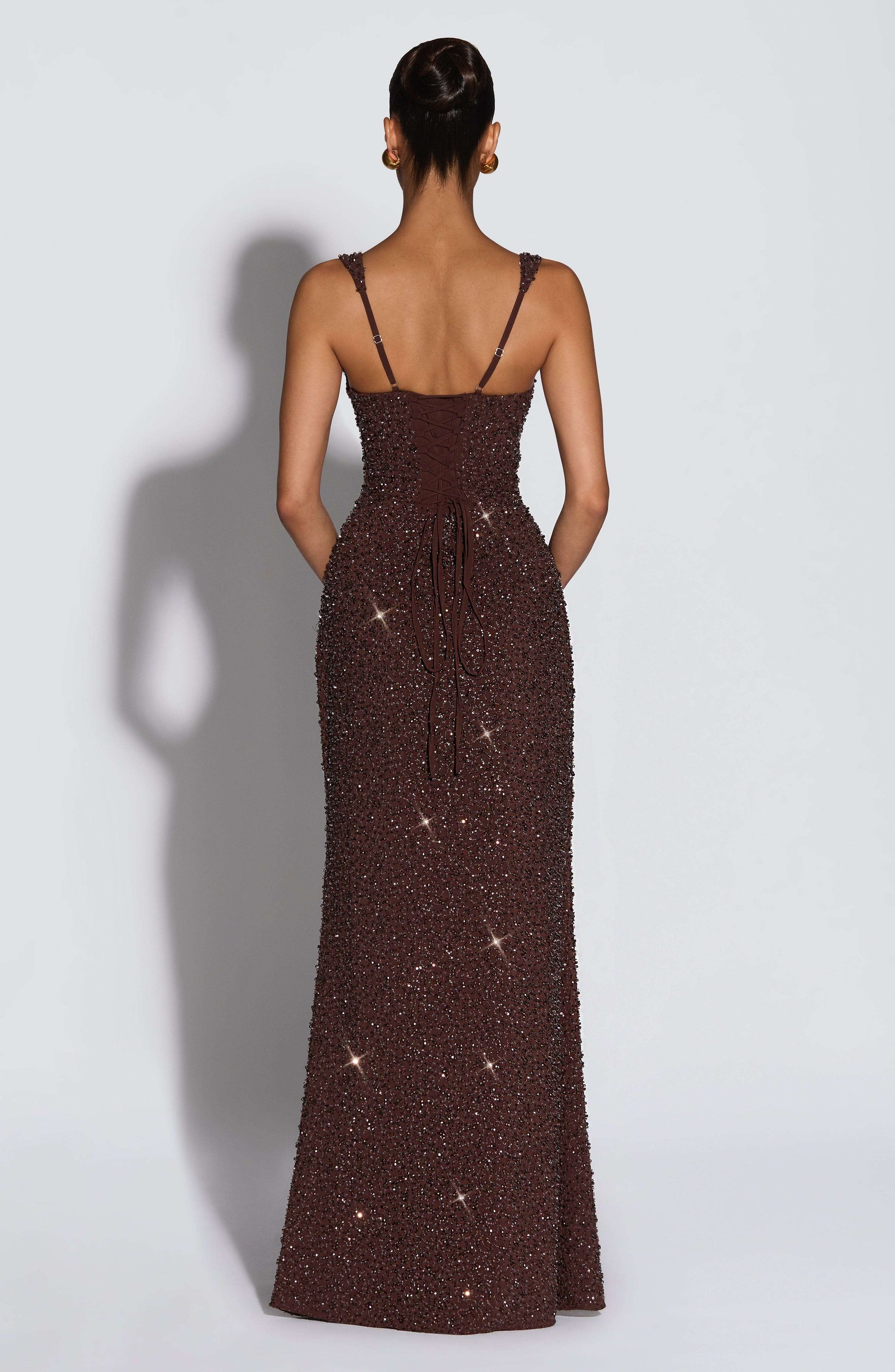Calanthe Maxi Dress - Plum Brown Sparkle R.F