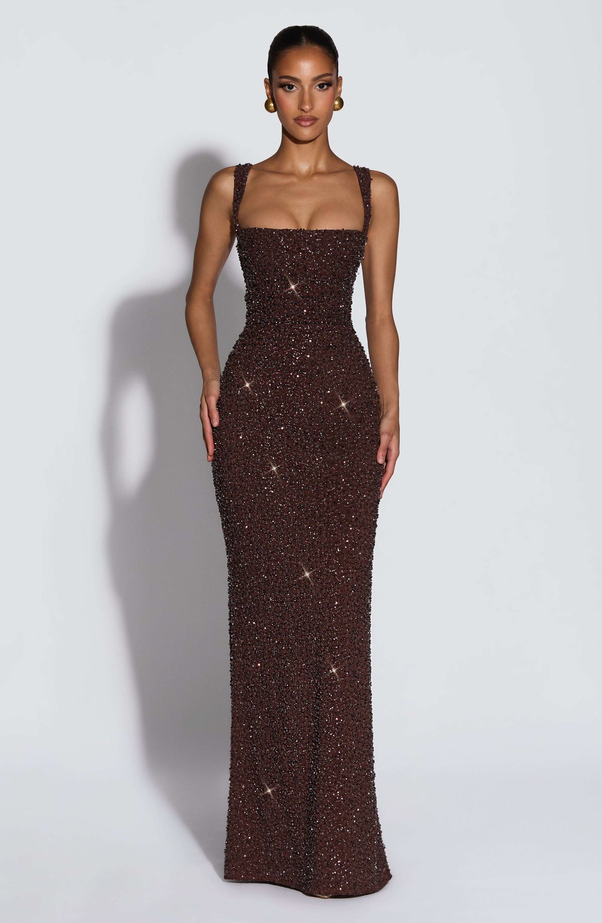 Calanthe Maxi Dress - Plum Brown Sparkle R.F
