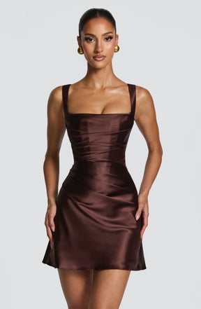 Calanthe Mini Dress - Plum Brown M.T