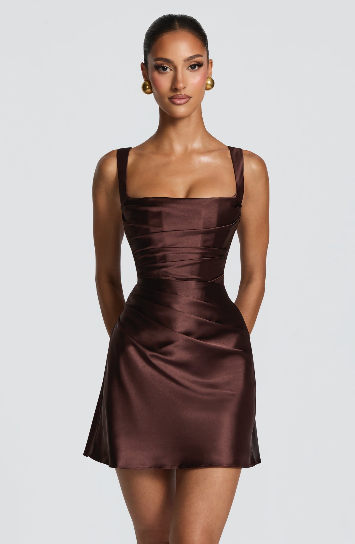 Calanthe Mini Dress - Plum Brown M.T