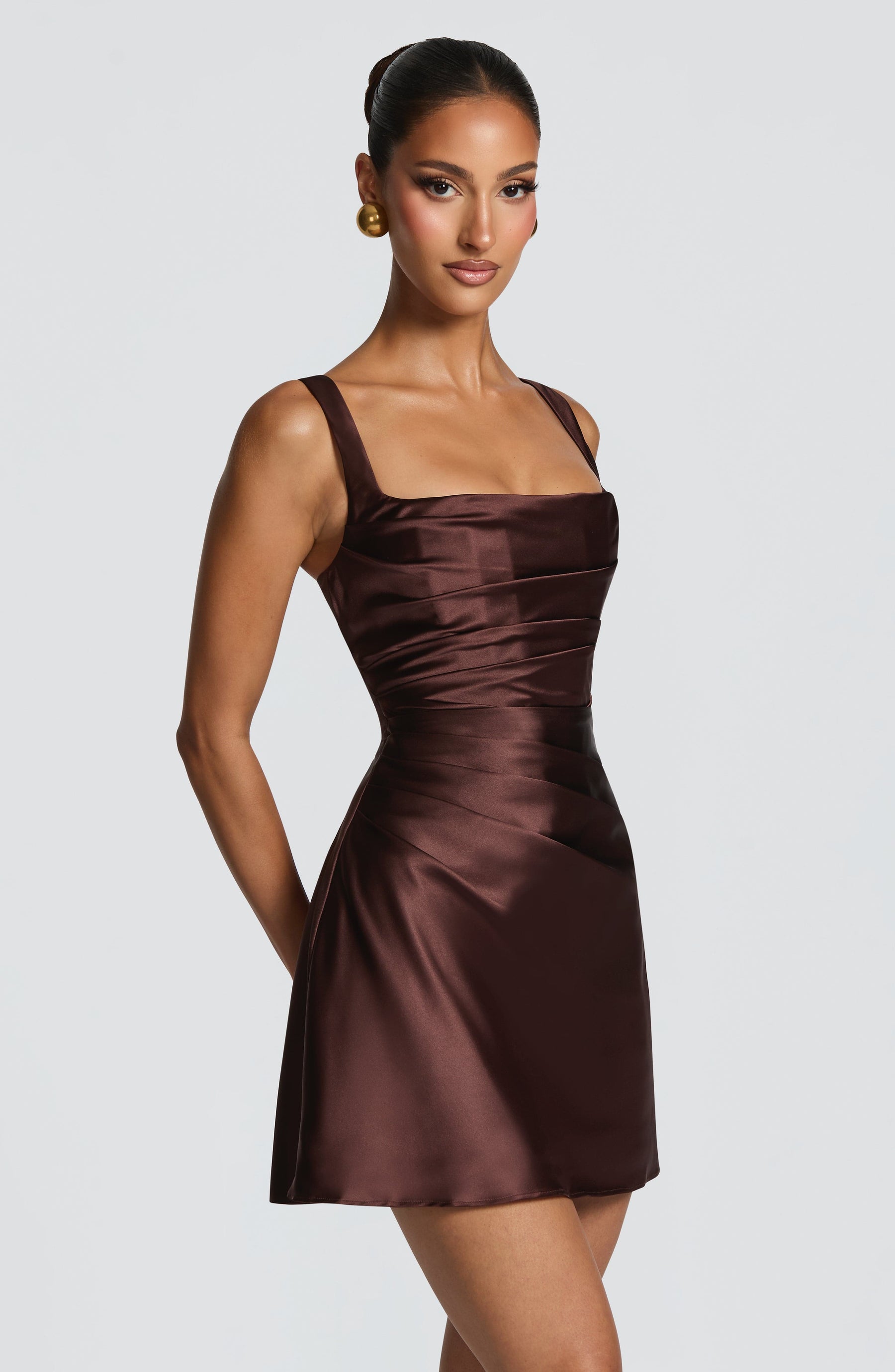 Calanthe Mini Dress - Plum Brown M.T