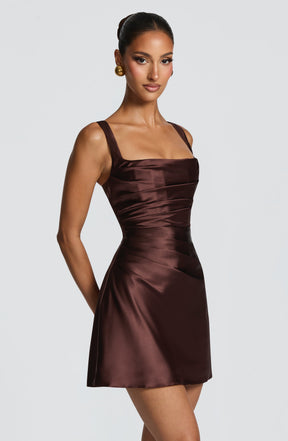 Calanthe Mini Dress - Plum Brown M.T