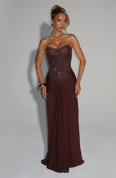 Maxikleid Carina – Pflaumenbraun