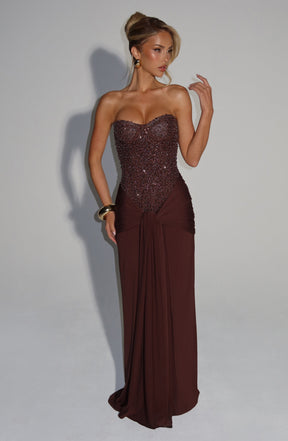 Maxikleid Carina – Pflaumenbraun