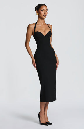 Cassia Midi Dress - Black Ryvelle