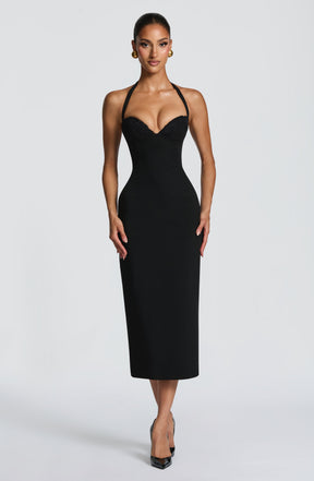 Cassia Midi Dress - Black Ryvelle