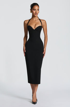 Cassia Midi Dress - Black Ryvelle