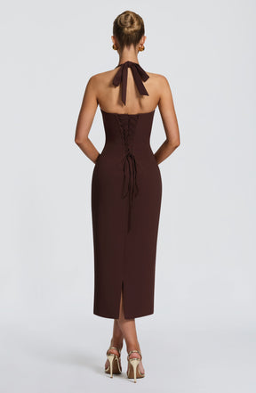 Cassia Midi Dress - Plum Brown