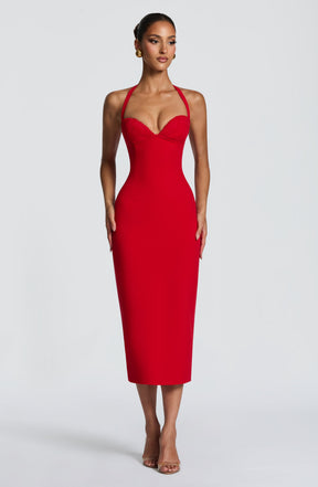 Cassia Midi Dress - Red Ryvelle