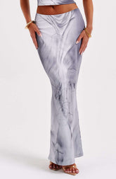 Charmayne Maxi Skirt - Grey Body Print Ryvelle