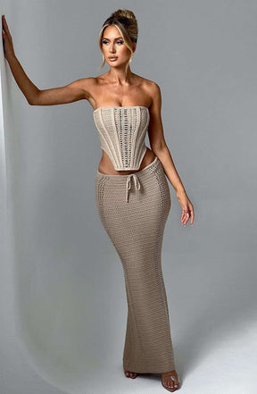 Chayenne Maxi Skirt - Beige Ryvelle