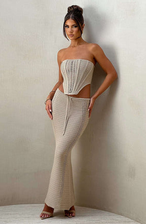Chayenne Maxi Skirt - Beige Ryvelle